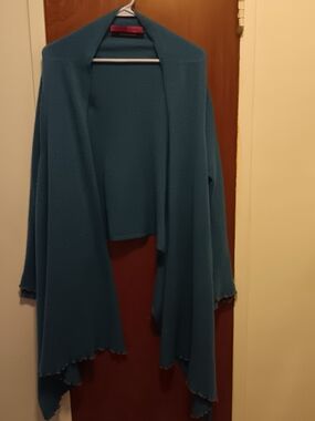 Cashmere 100% Teal Open-Front Cardigan "The Original Cardi Wrap"
